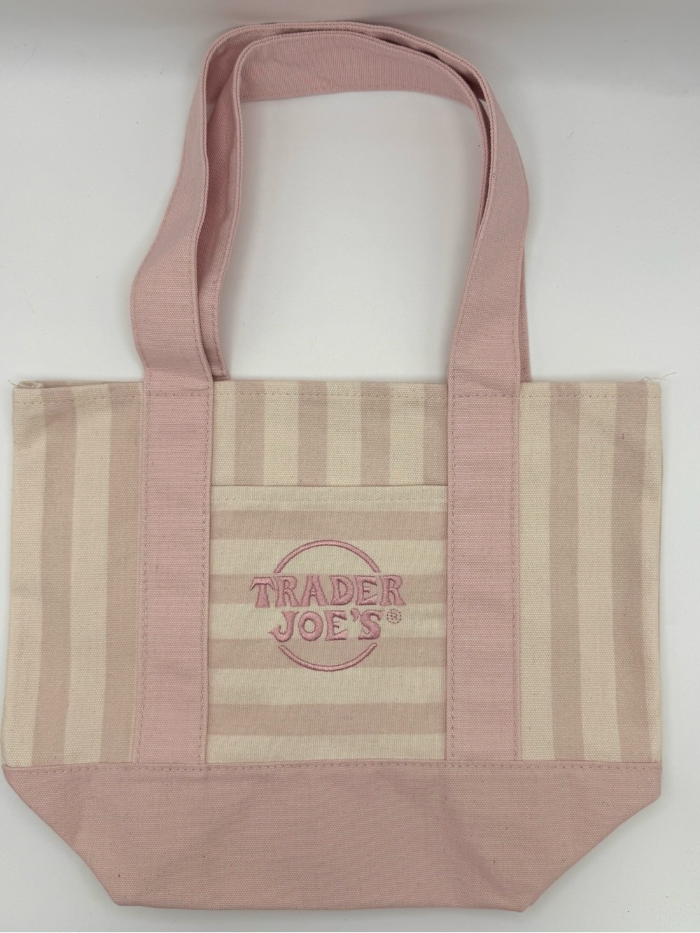 Trader Joe’s Limited Edition Mini Canvas Stripe Tote in Pastel Pink - Picture 5 of 9